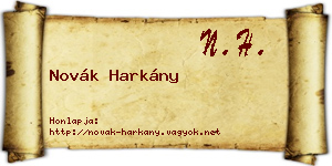 Novák Harkány névjegykártya